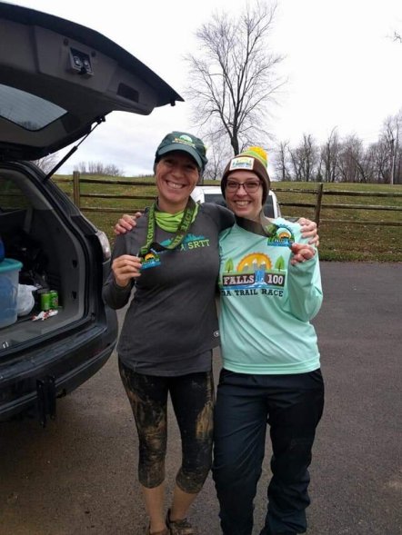 Me and my bestie, Jill (right) after our trail race!